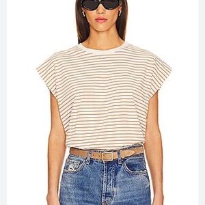 Pistola Cream and Brown Striped Trina Tee